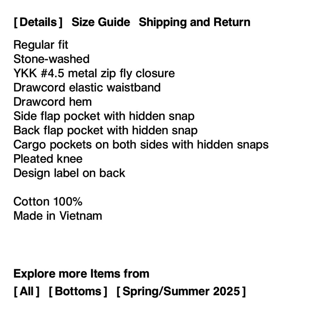 디스이즈네버댓) Cargo Pant Grey M 상품이미지3