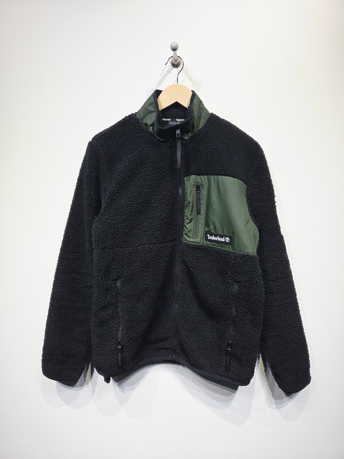 팀버랜드 블랙 카키 배색 보아 플리스 뽀글이 모크넥 집업 자켓_S 상품이미지2