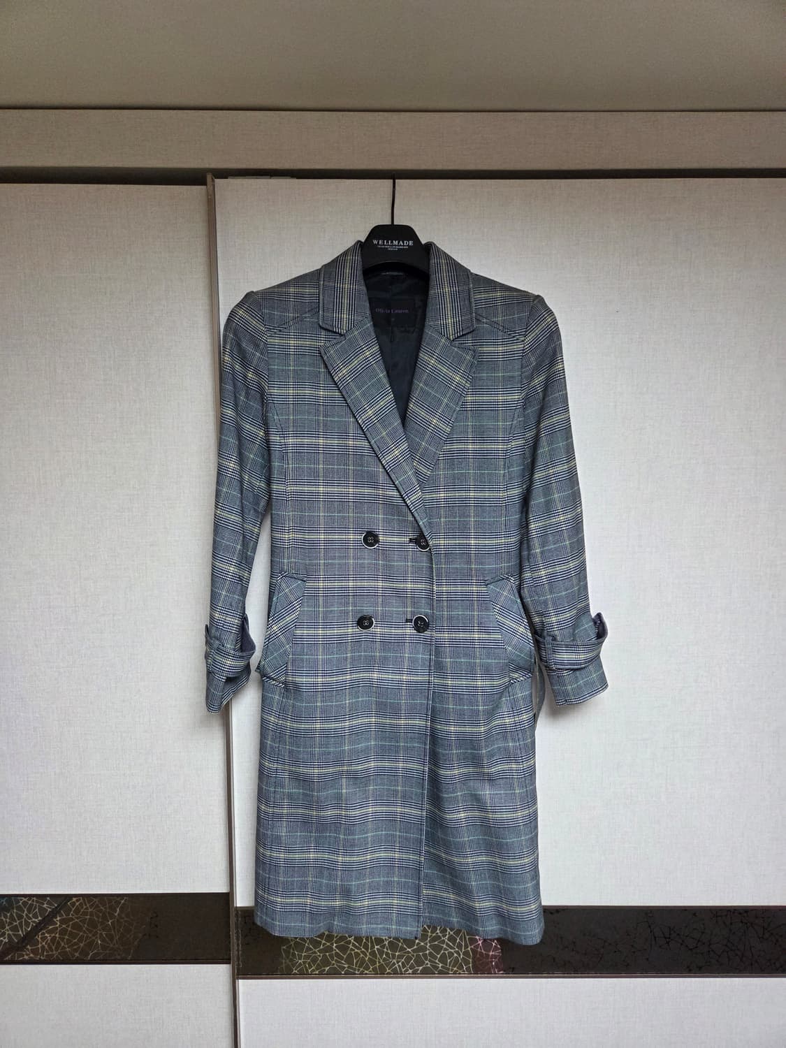 올리비아로렌 체크 더블 춘추동 코트 95 상품이미지1