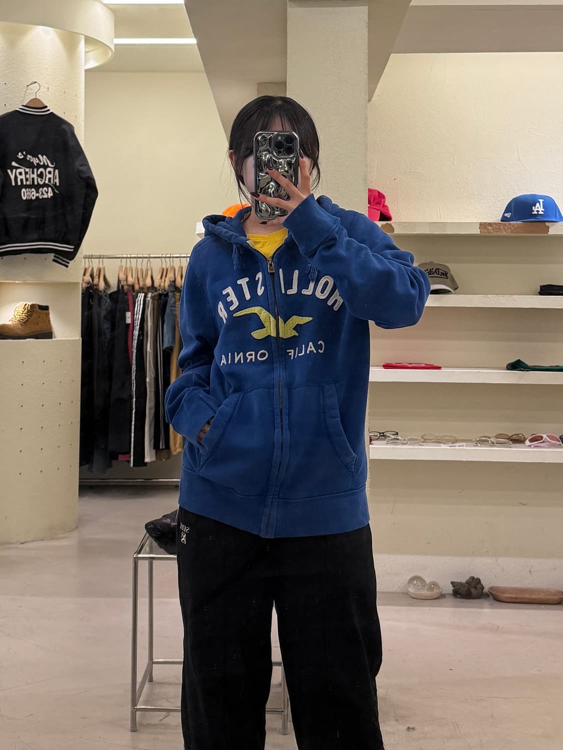 홀리스터 남성용 센터 로고 후드집업 블루 U1425 상품이미지1