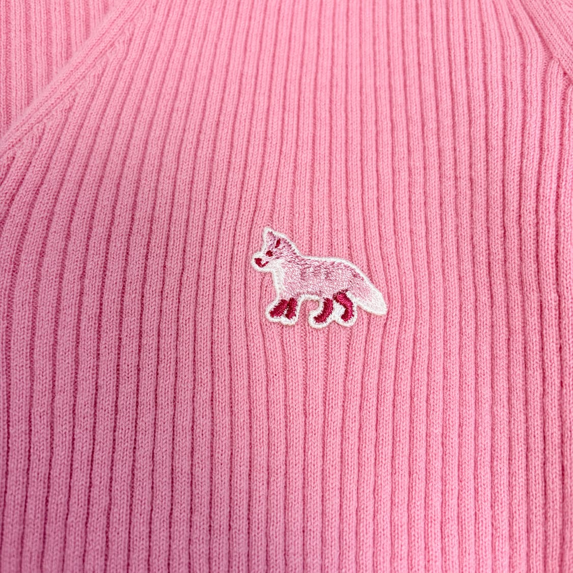 메종키츠네 베이비 폭스 골지 립 가디건 핑크 상품이미지4