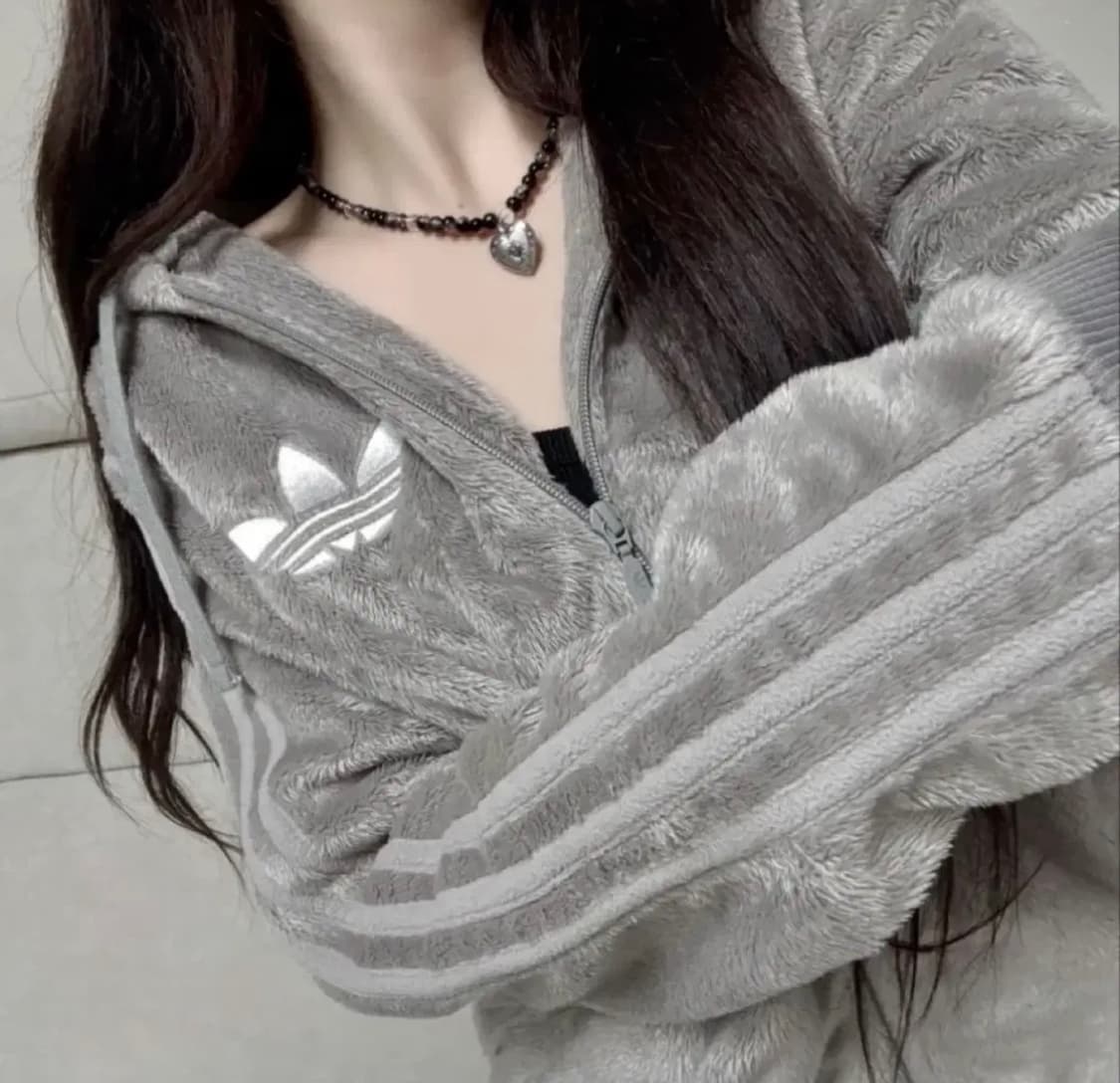 [대장급] 아디다스 쉐르파 파이어버드 빅로고 그레이 후리스 후드집업 85 상품이미지1