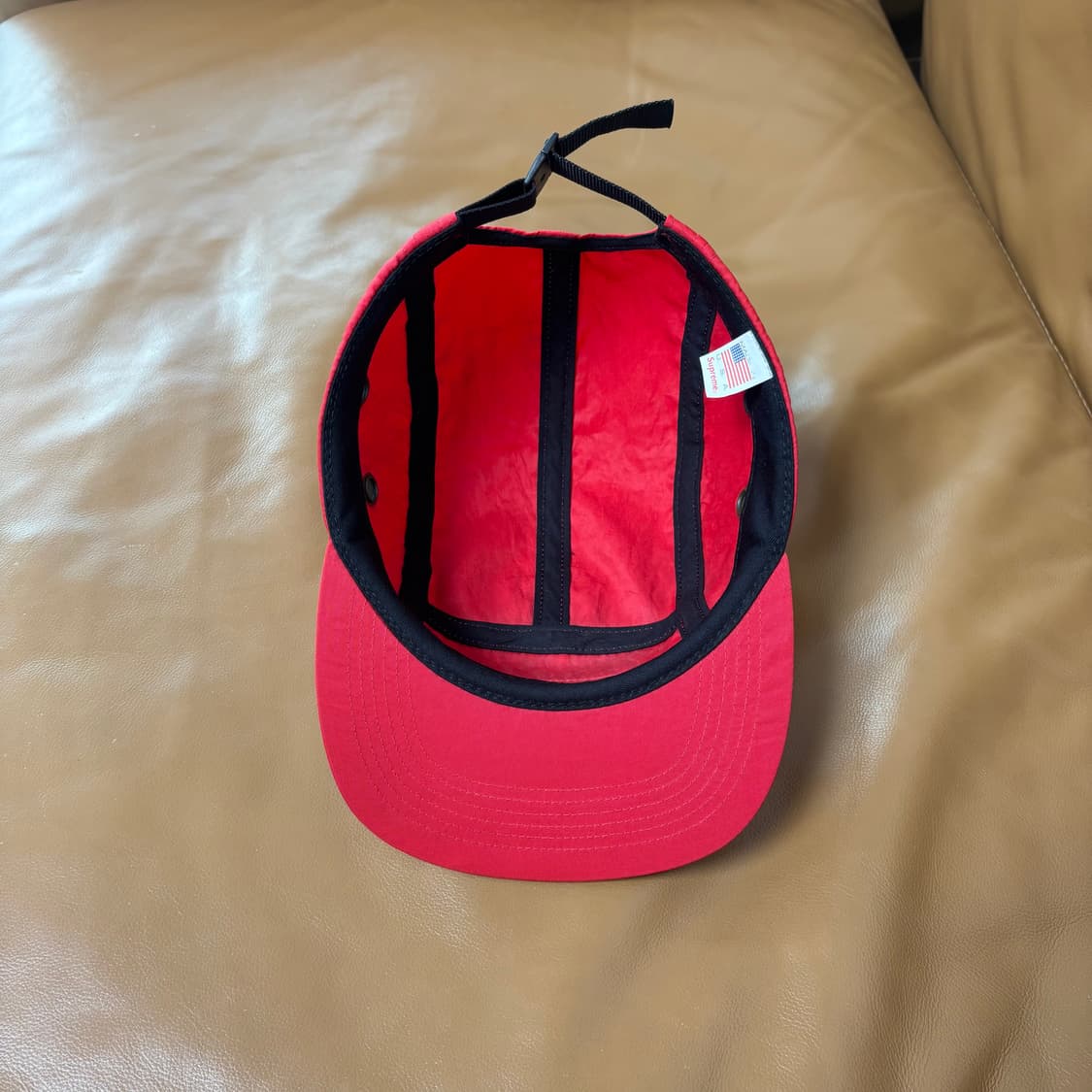 슈프림 캠프캡 모자 박스로고 워시드 나일론 레드 상품이미지6