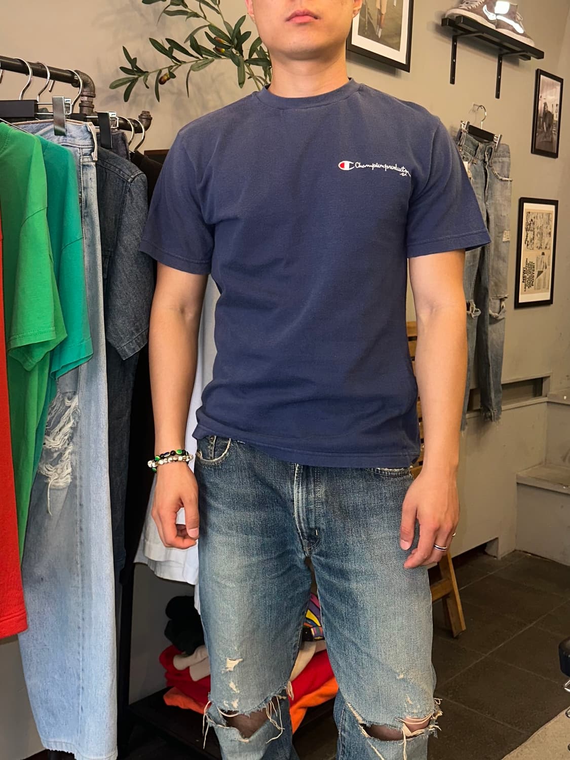 Champion Products line navy logo T-shirt 상품이미지1