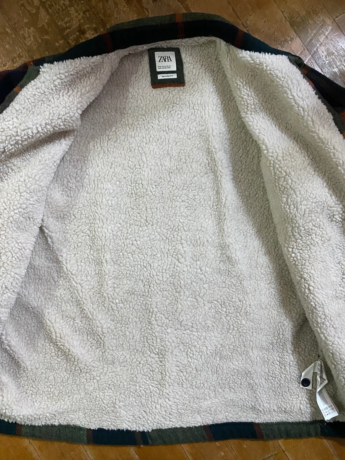 자라 플리스 안감 체크 셔켓 M (105) 상품이미지4