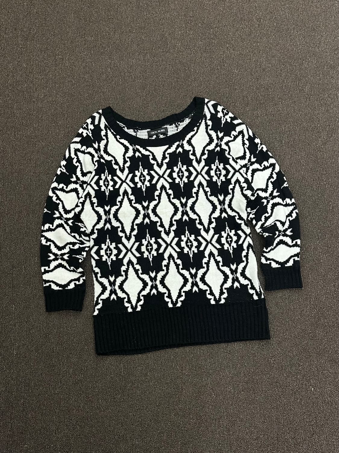 M)Cecil McBee vintage 여성 루즈넥 패턴 니트 스웨터 상품이미지2