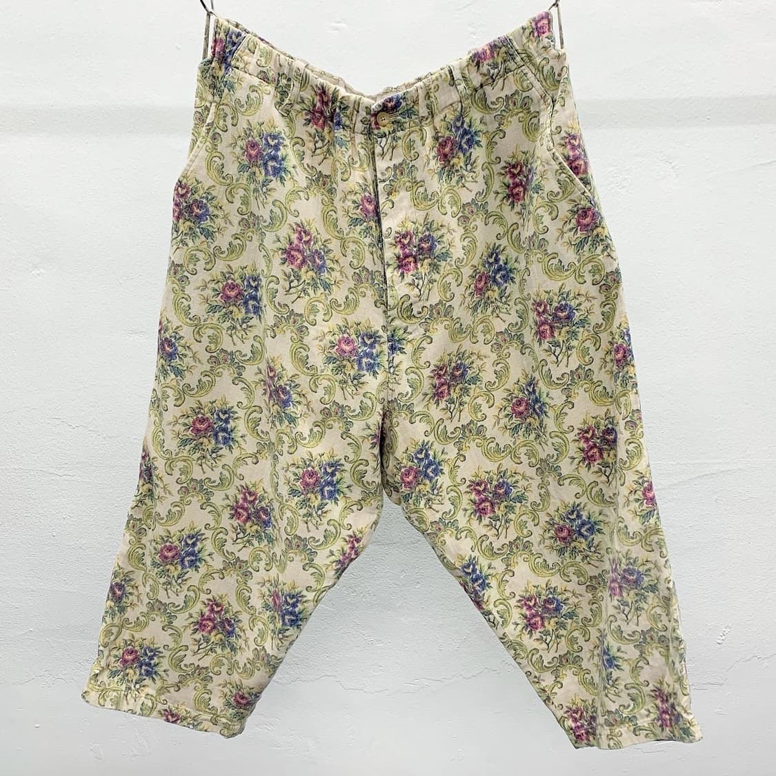 요지 야마모토 아방가르드 플로랄 루즈핏 밴딩 팬츠  상품이미지1