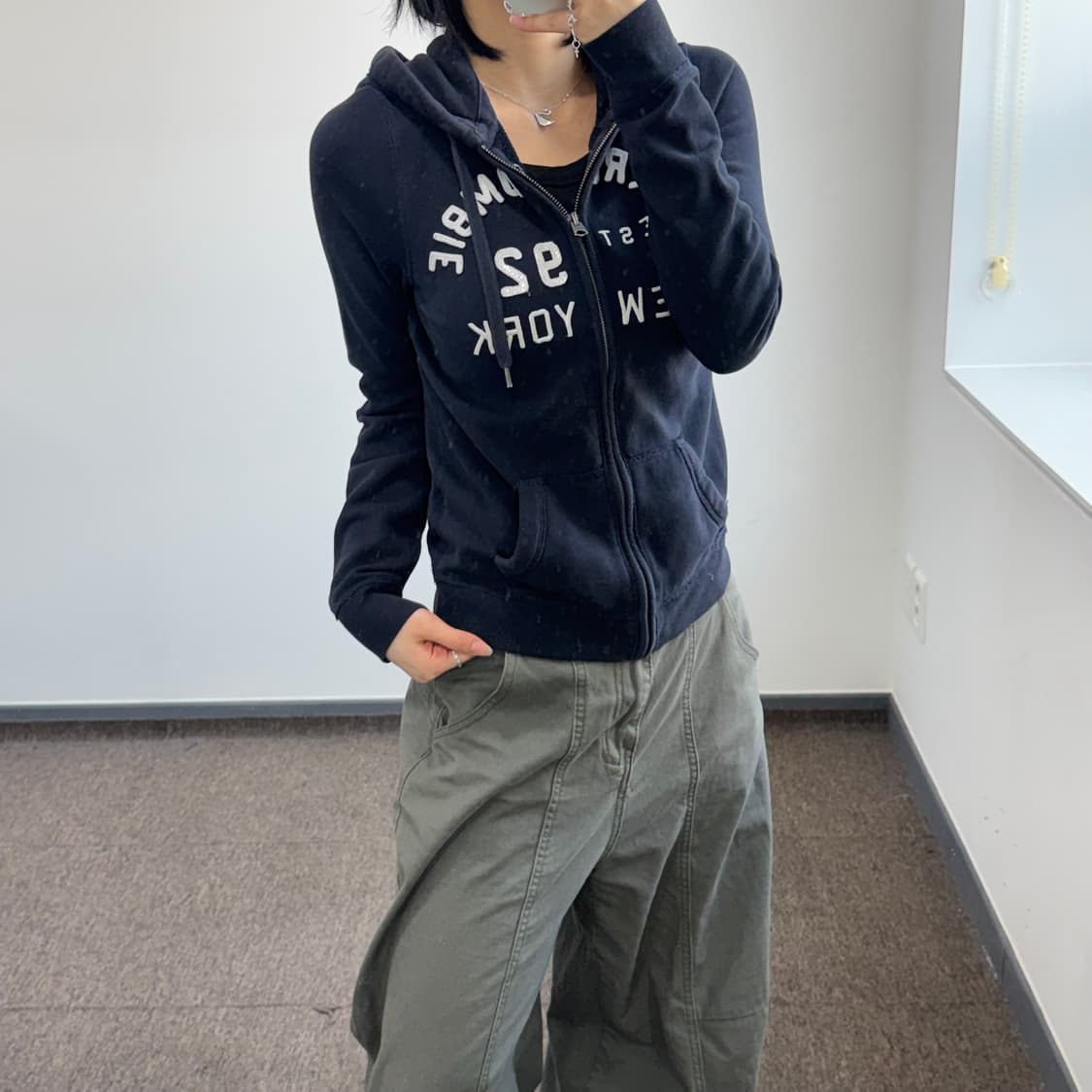 Abercrombie 아베크롬비 스펠아웃 다크 네이비 후드집업 상품이미지2