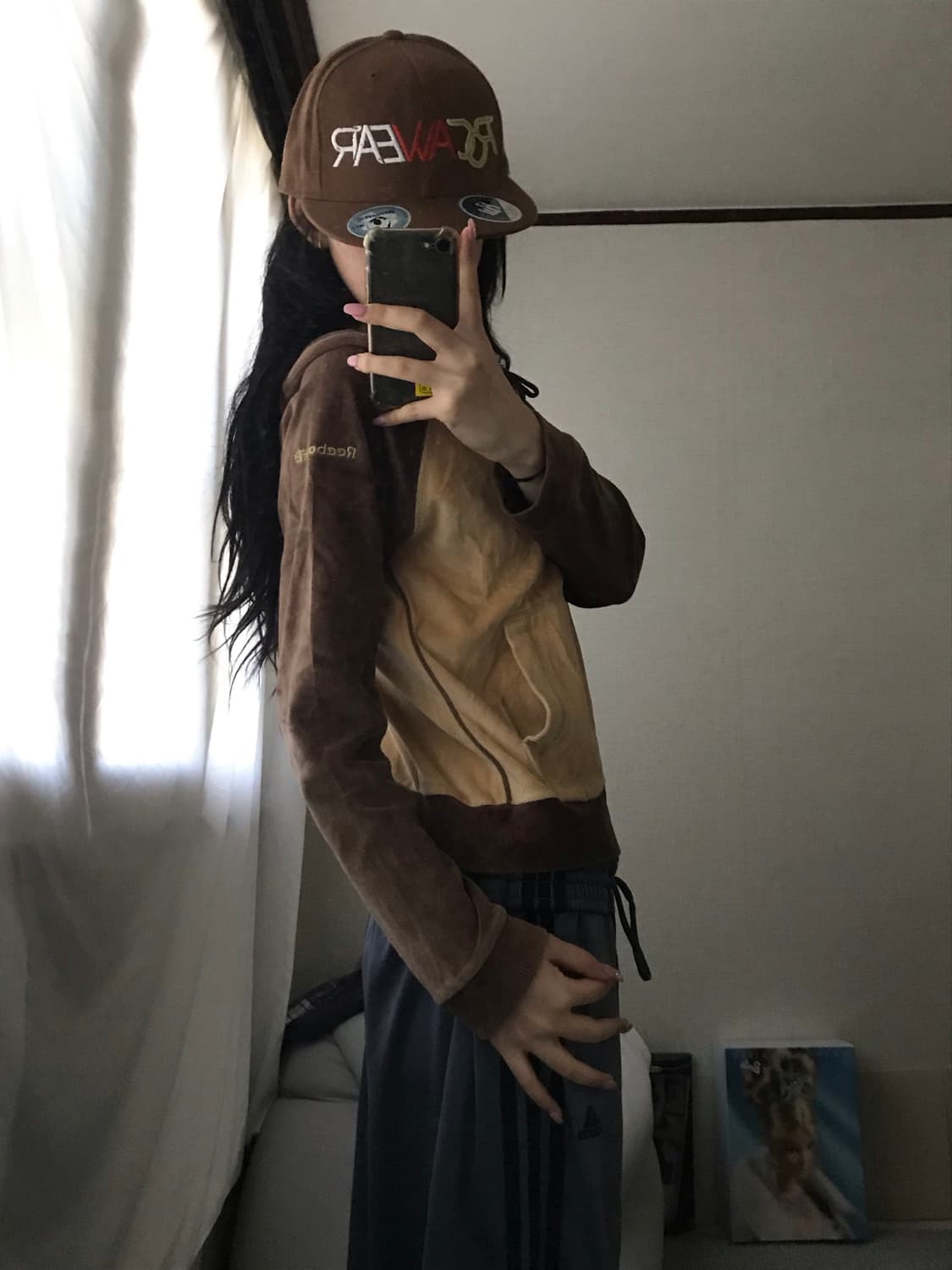 리복 브라운 나그랑 벨벳 후드집업 상품이미지4