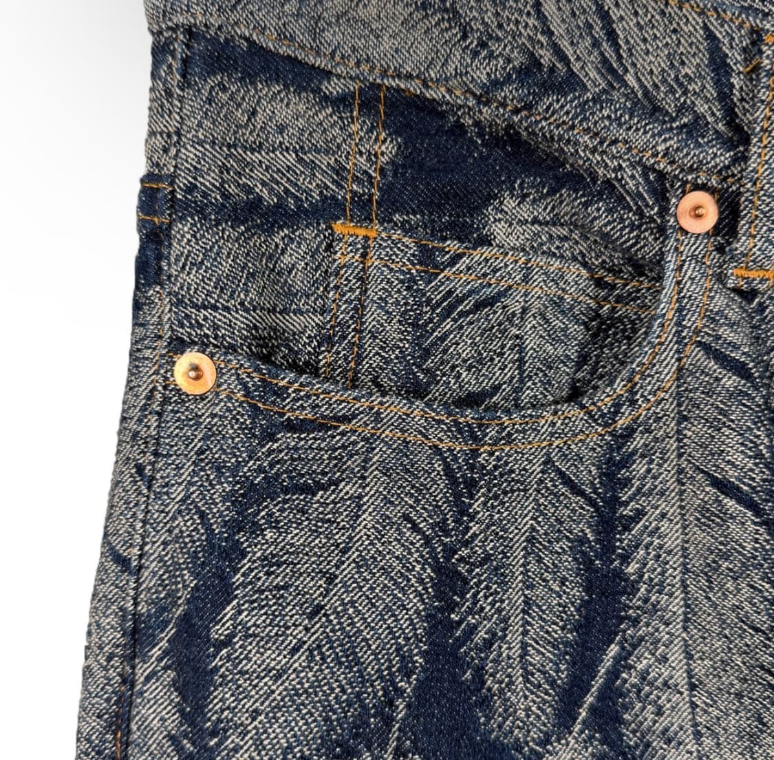 [28] 캐피탈 12oz 맥파이 데님 페더 부츠컷 데님 팬츠 오카벨보 상품이미지5