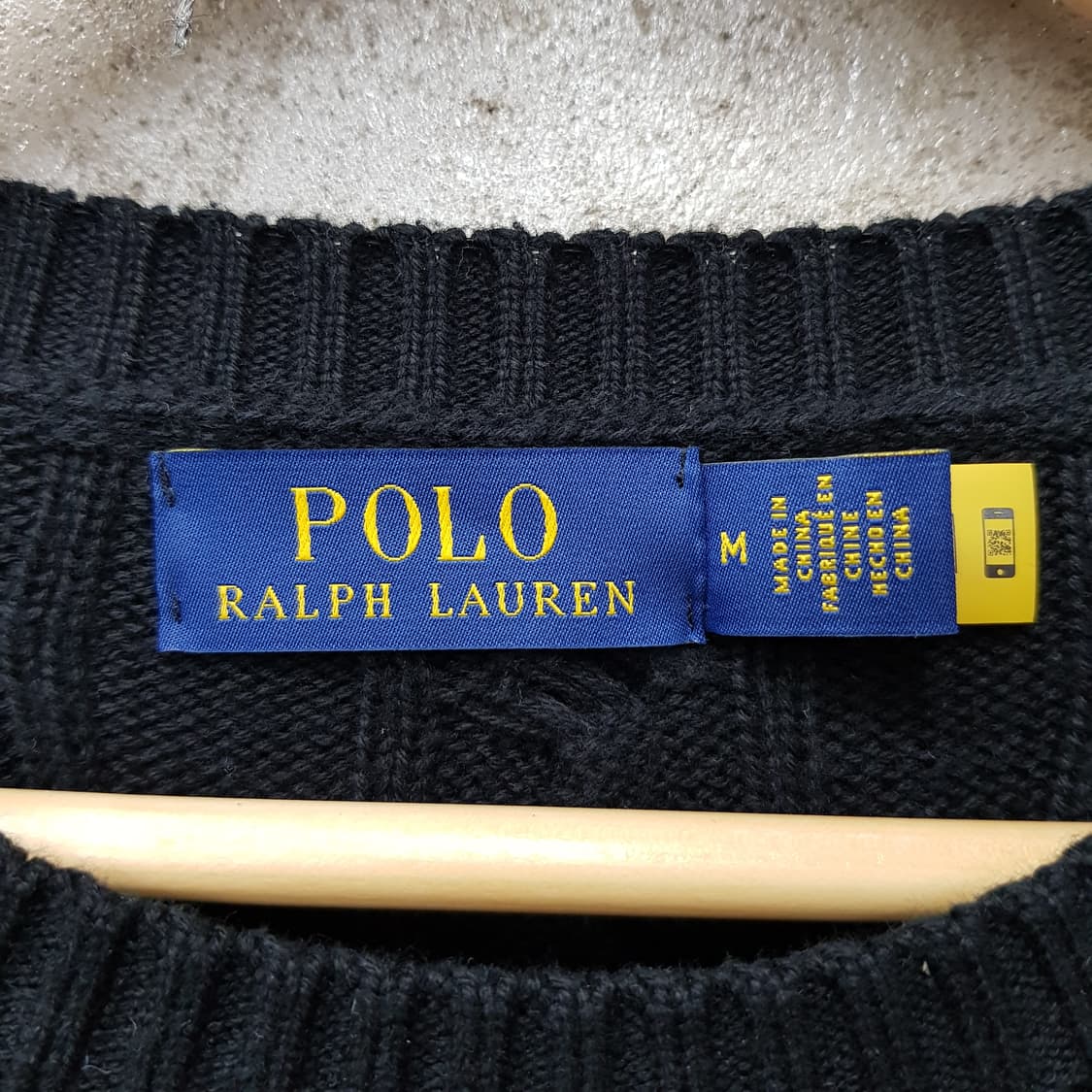 폴로 랄프로렌 라운드넥 블랙 꽈배기 니트 M사이즈  상품이미지3