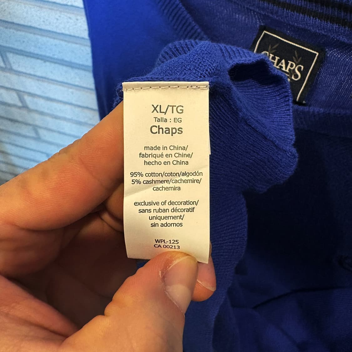 CHAPS 폴로 챕스 브이넥 코튼니트 로렐리스 자수 디테일 블루 상품이미지9