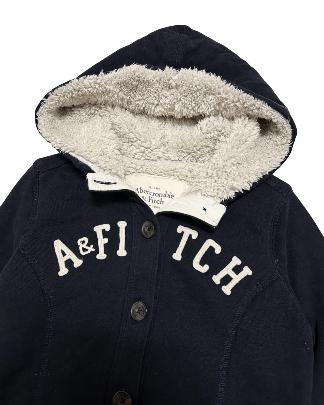 아베크롬비 안감 털 버튼 네이비 후드집업 상품이미지3