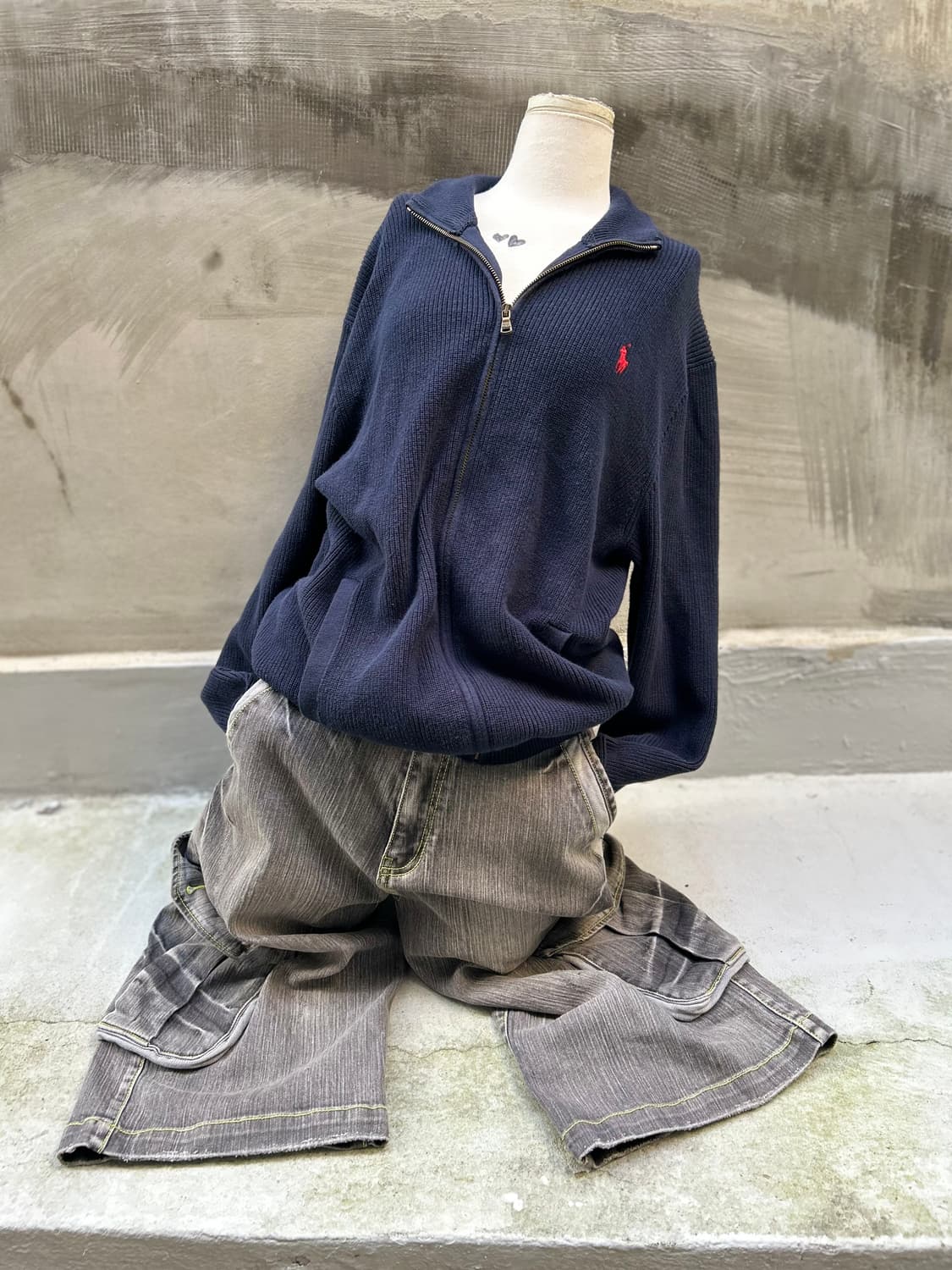 *rare* 빈티지 폴로 네이비 포니 니트집업 상품이미지1