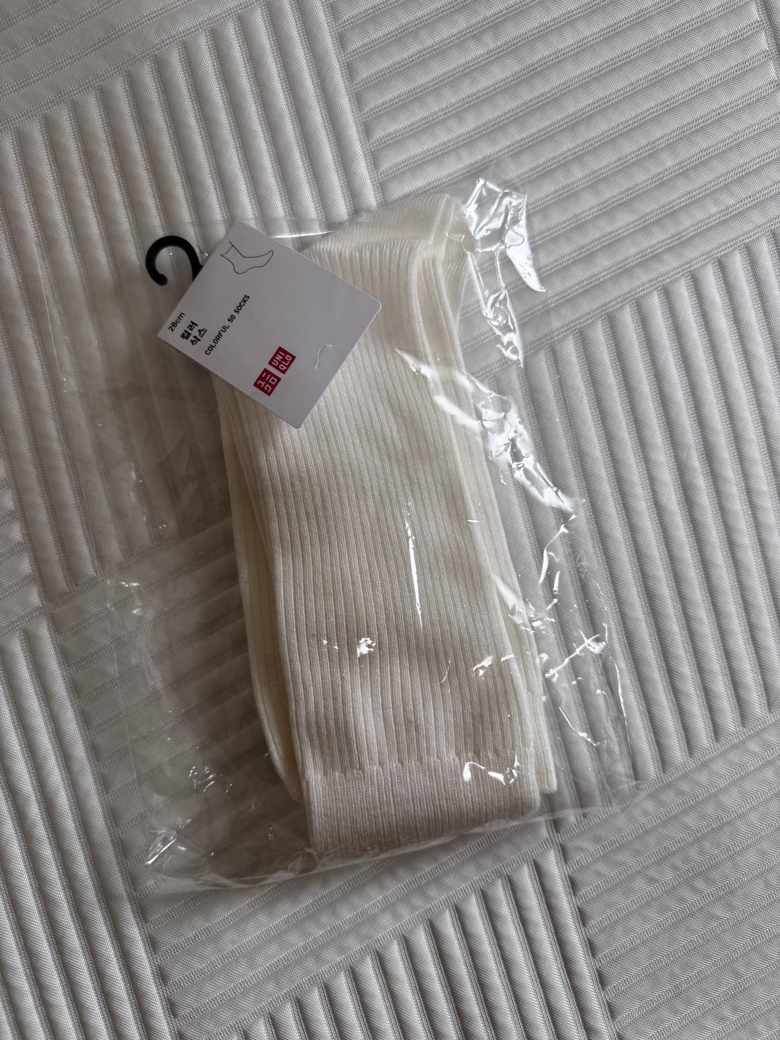 [새상품] 2900원 유니클로 컬러 삭스 화이트 28cm (27-29) 상품이미지1