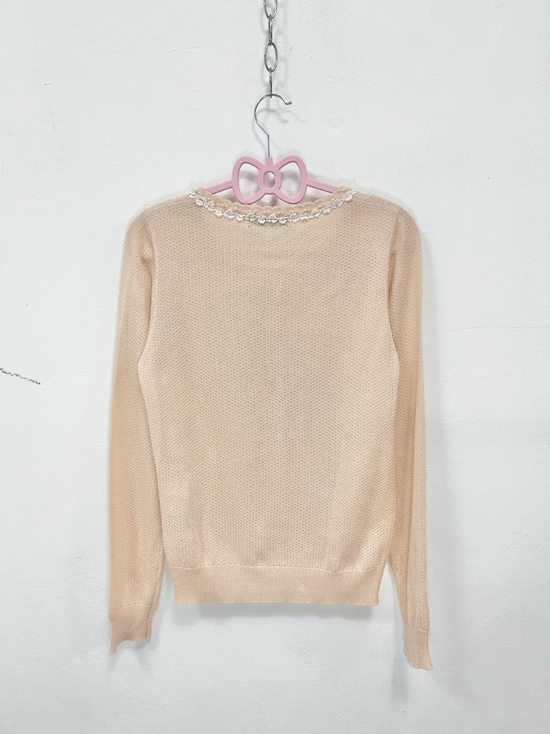 로걀 핑크 진주 레이스 가디건 상품이미지3