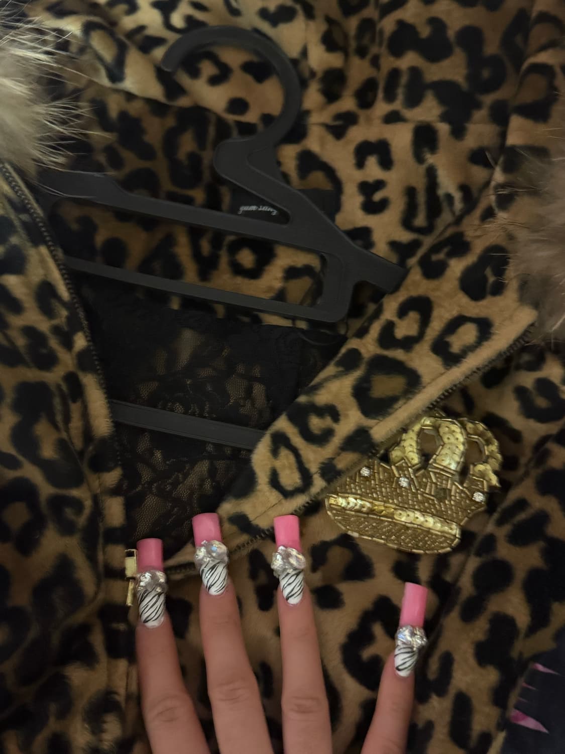 호피 퍼 후드집업 상품이미지2