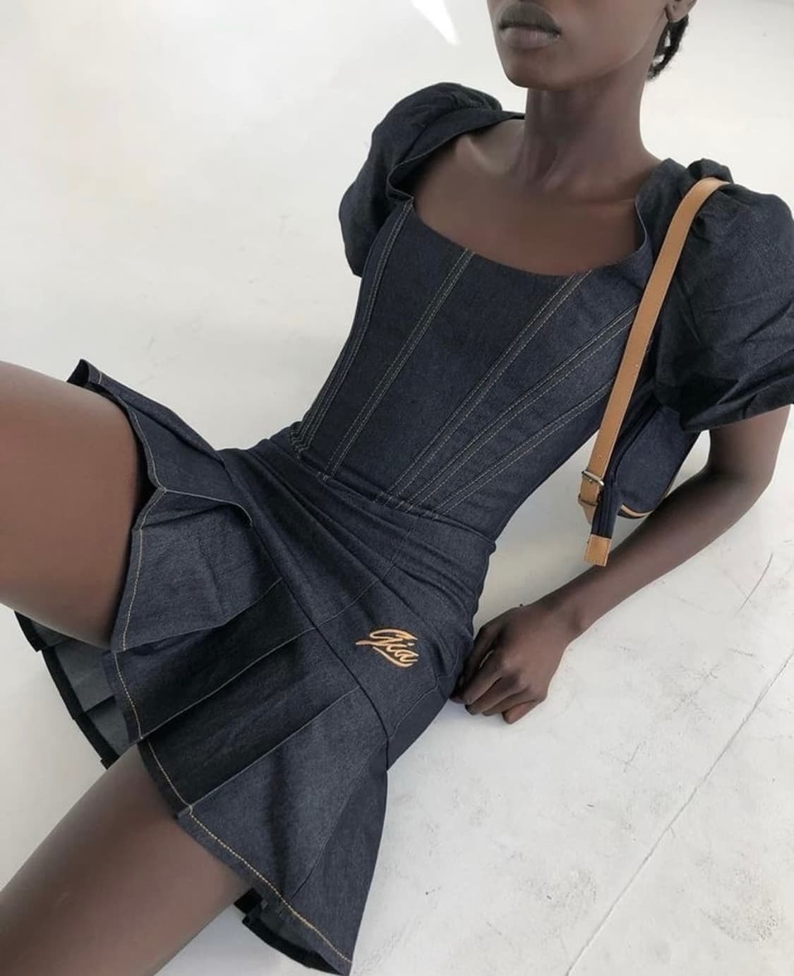 I Am Gia 첼시 데님 플리츠 코르셋 원피스 상품이미지1