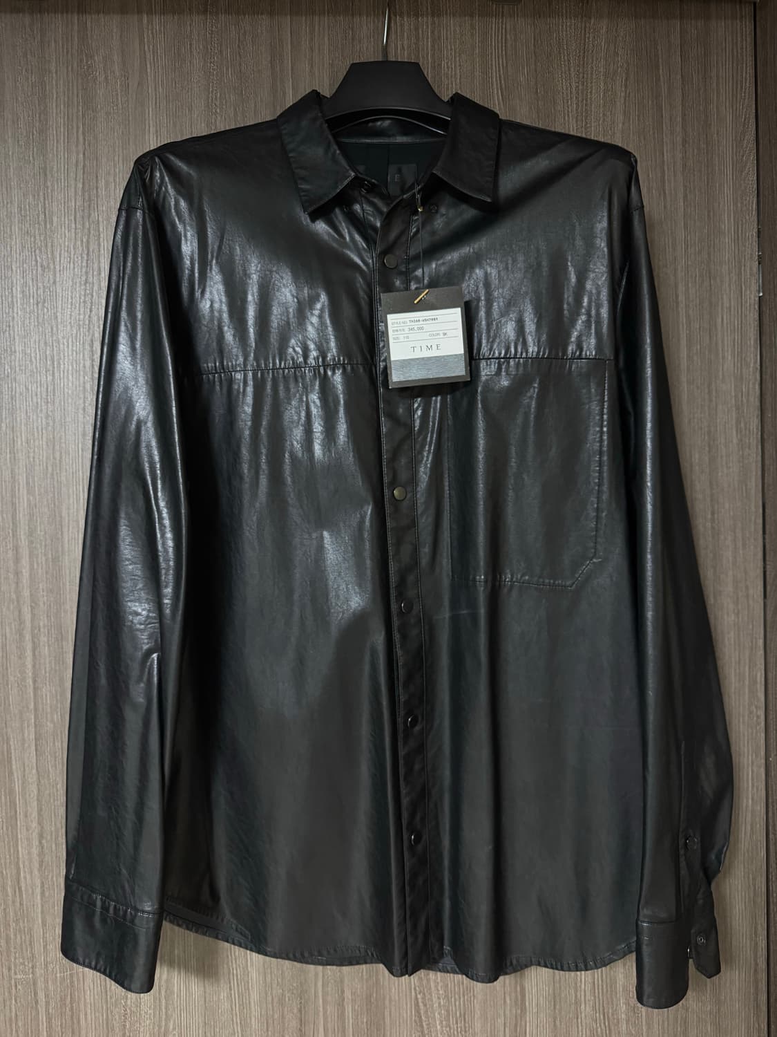 타임옴므 레더 셔츠 가죽 셔츠 블랙 110(XL) 상품이미지1