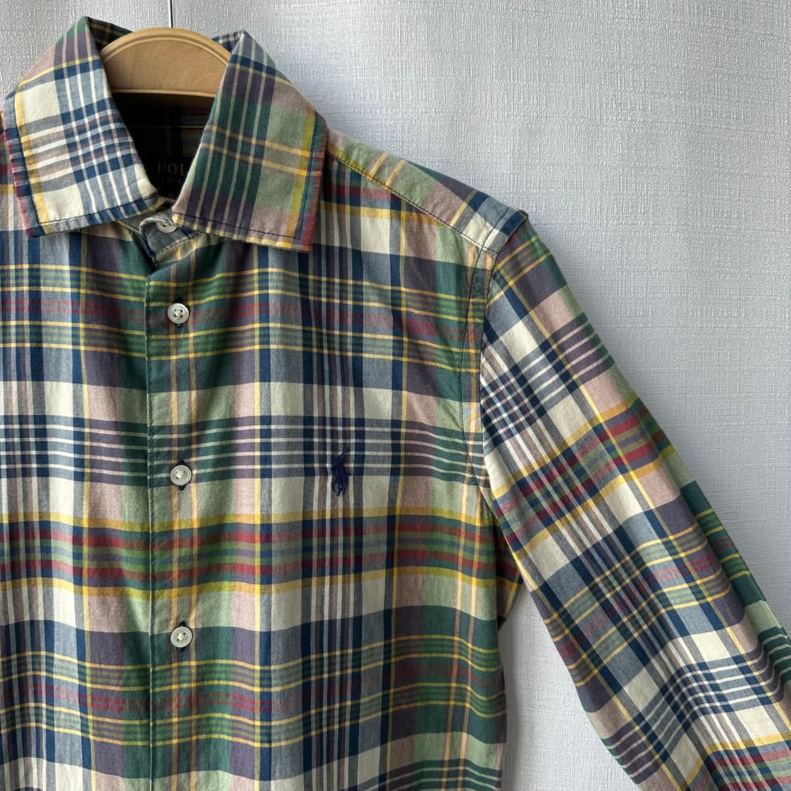 폴로 랄프로렌 플래드 코튼 셔츠 원피스 그린 네이비 0사이즈 상품이미지2