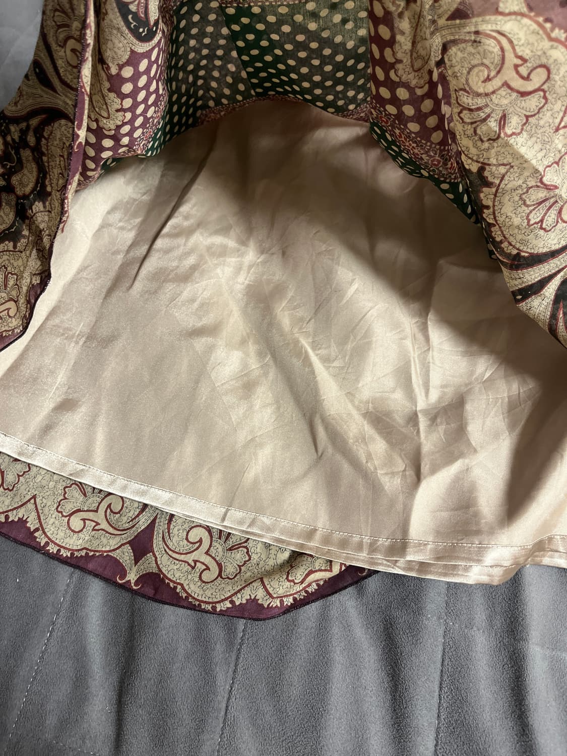 일본 빈티지 히피 에스닉 플레어 미디스커트 땡땡이 도트 치마 상품이미지2