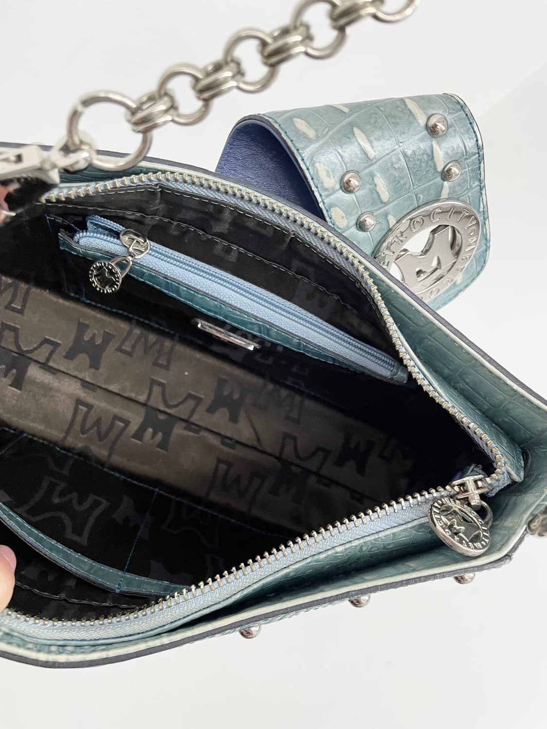 메트로시티 민트 크로커다일 은장 체인백 *레어 상품이미지6