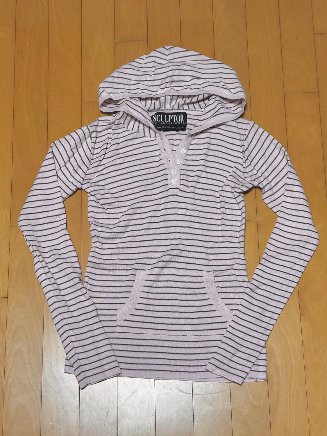 스컬프터 Knitted Stripe Hoodie Pink/Brown 상품이미지4