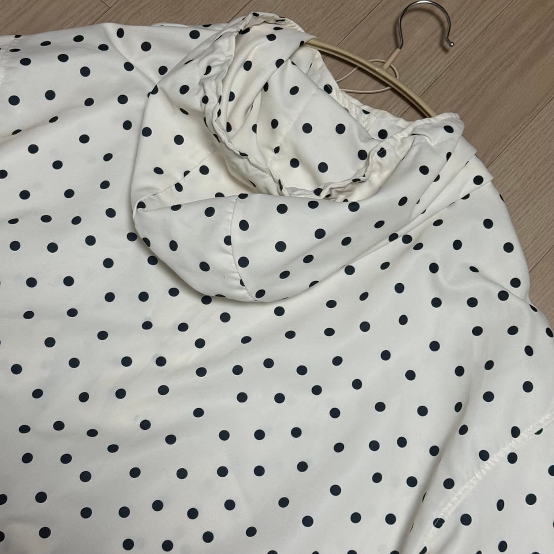 빈티지 아이보리 도트 후드 바람막이 모리걸 상품이미지5