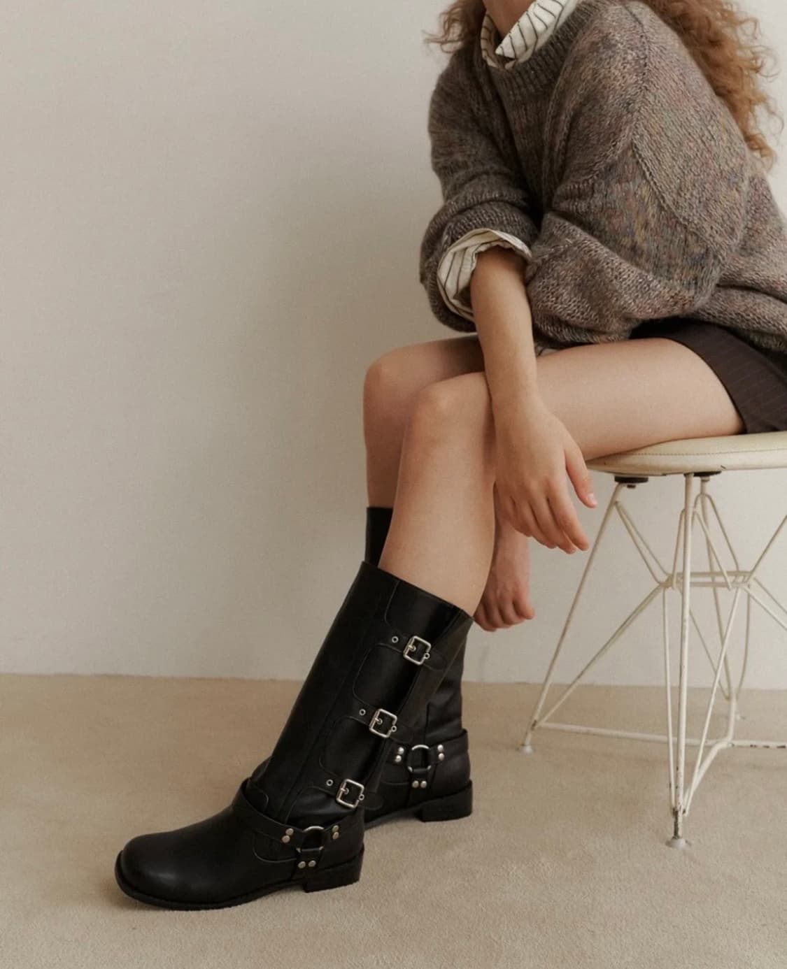 타크트로이메_ Accent 액센트 원형 메탈 바이커 부츠 상품이미지1