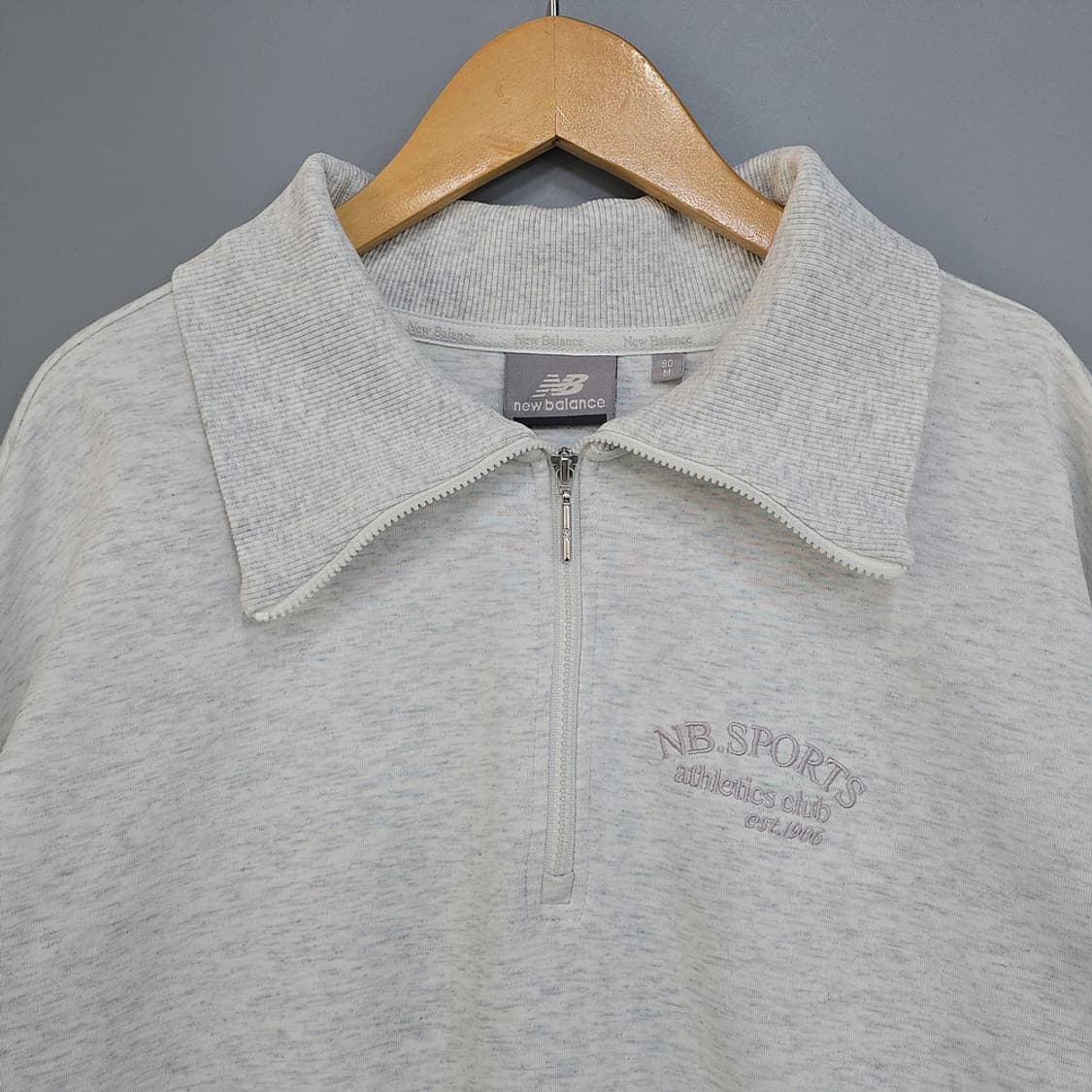 뉴발란스(new balance) 하프집업 맨투맨 그레이 90 상품이미지2