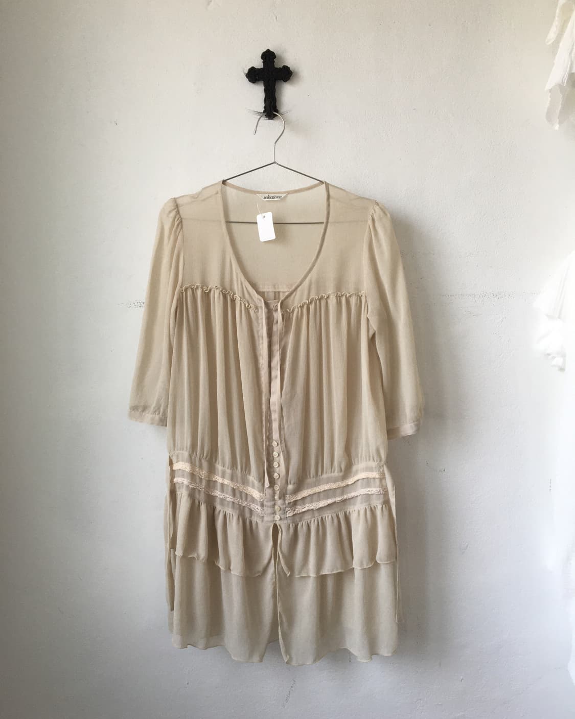 Crochet trimming button up one piece car 상품이미지2