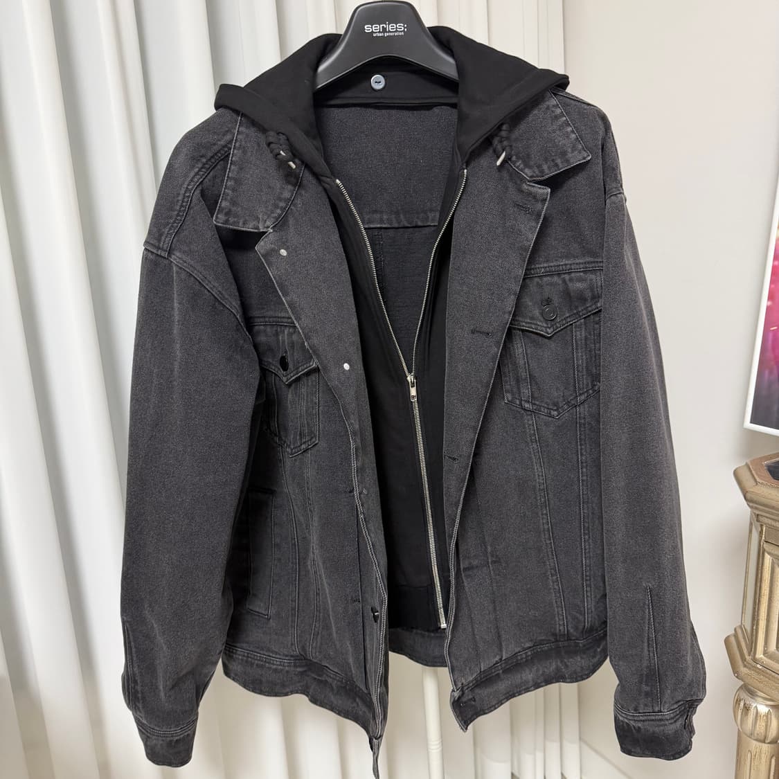 빈티지)OUR Room 아워룸 블랙 후드데님 쟈켓 프리사이즈 상품이미지7