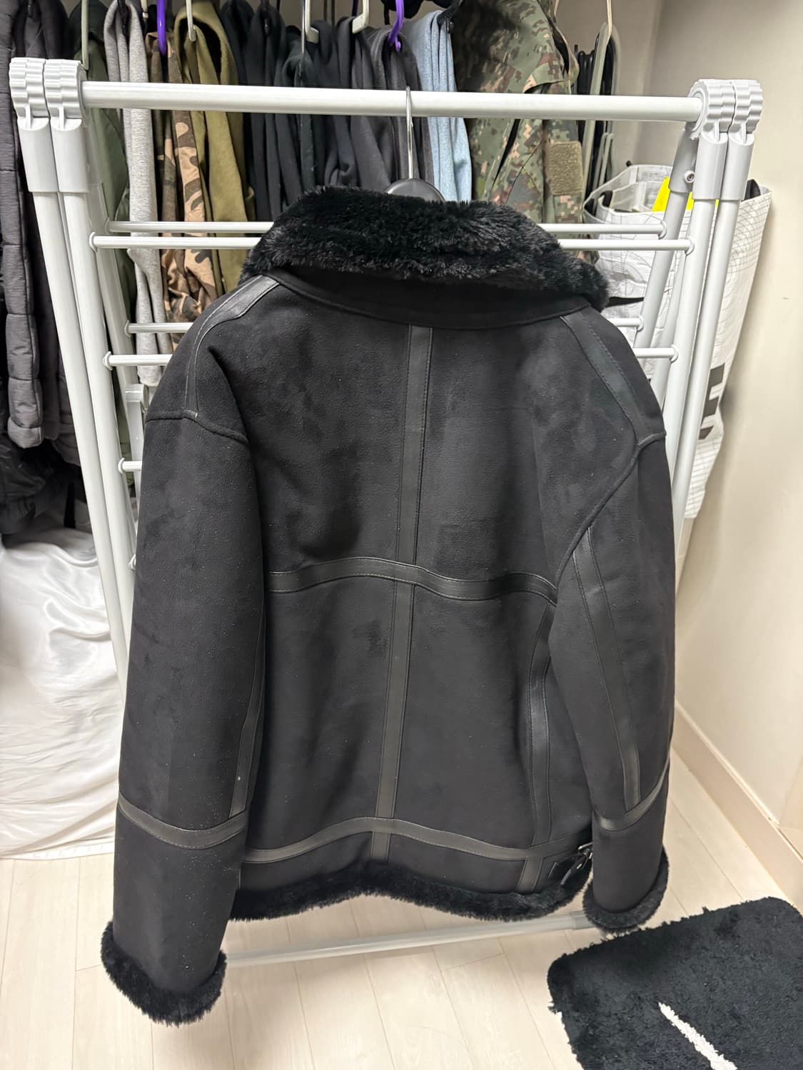 도프제이슨 솔리드 스웨이드 무톤 자켓 (블랙) M  상품이미지4