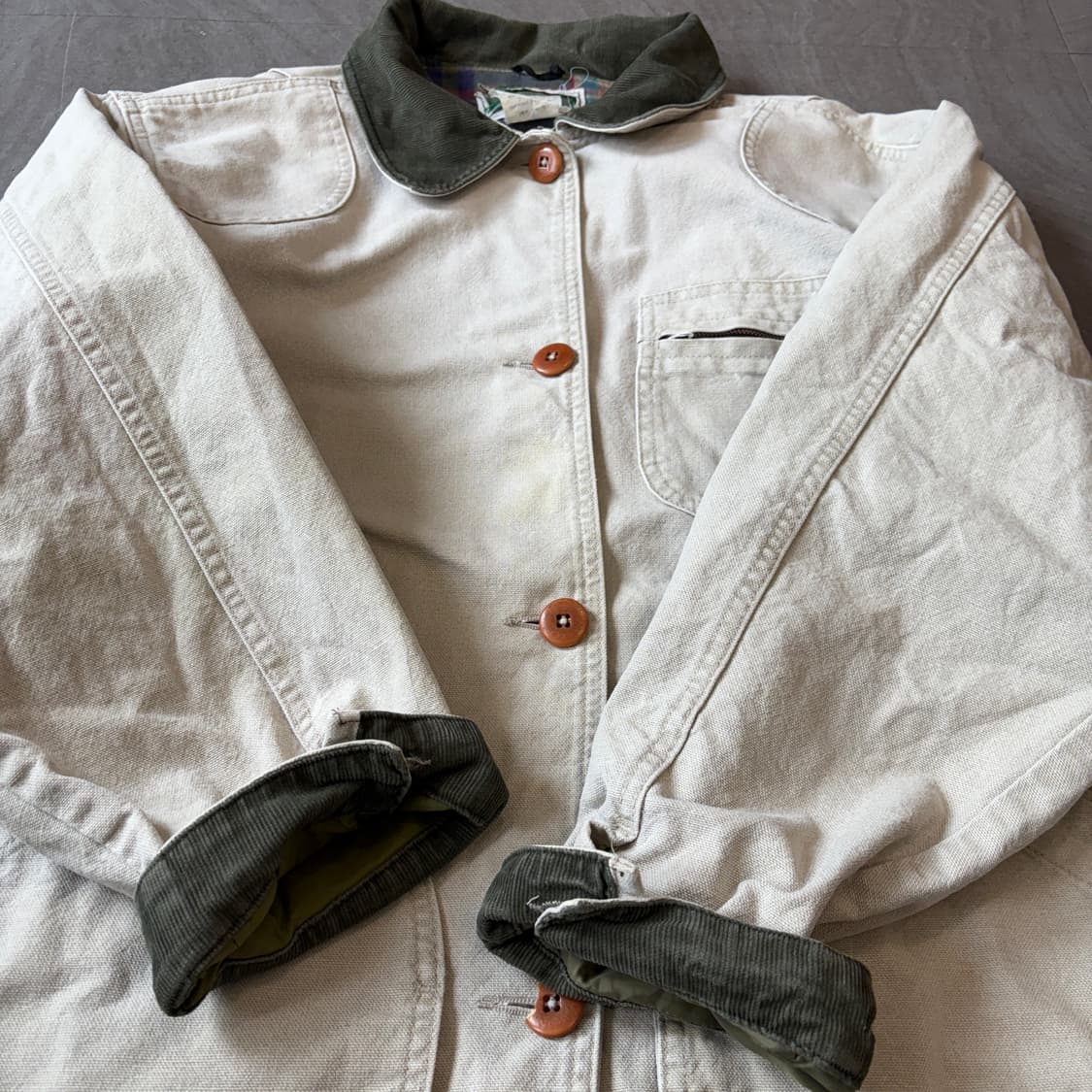 90s L.L.bean 90년대 미국 생산 엘엘빈 아이보리 헌팅 자켓 상품이미지7