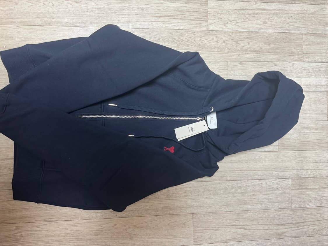 정품)아미 후드집업 네이비 M 상품이미지4