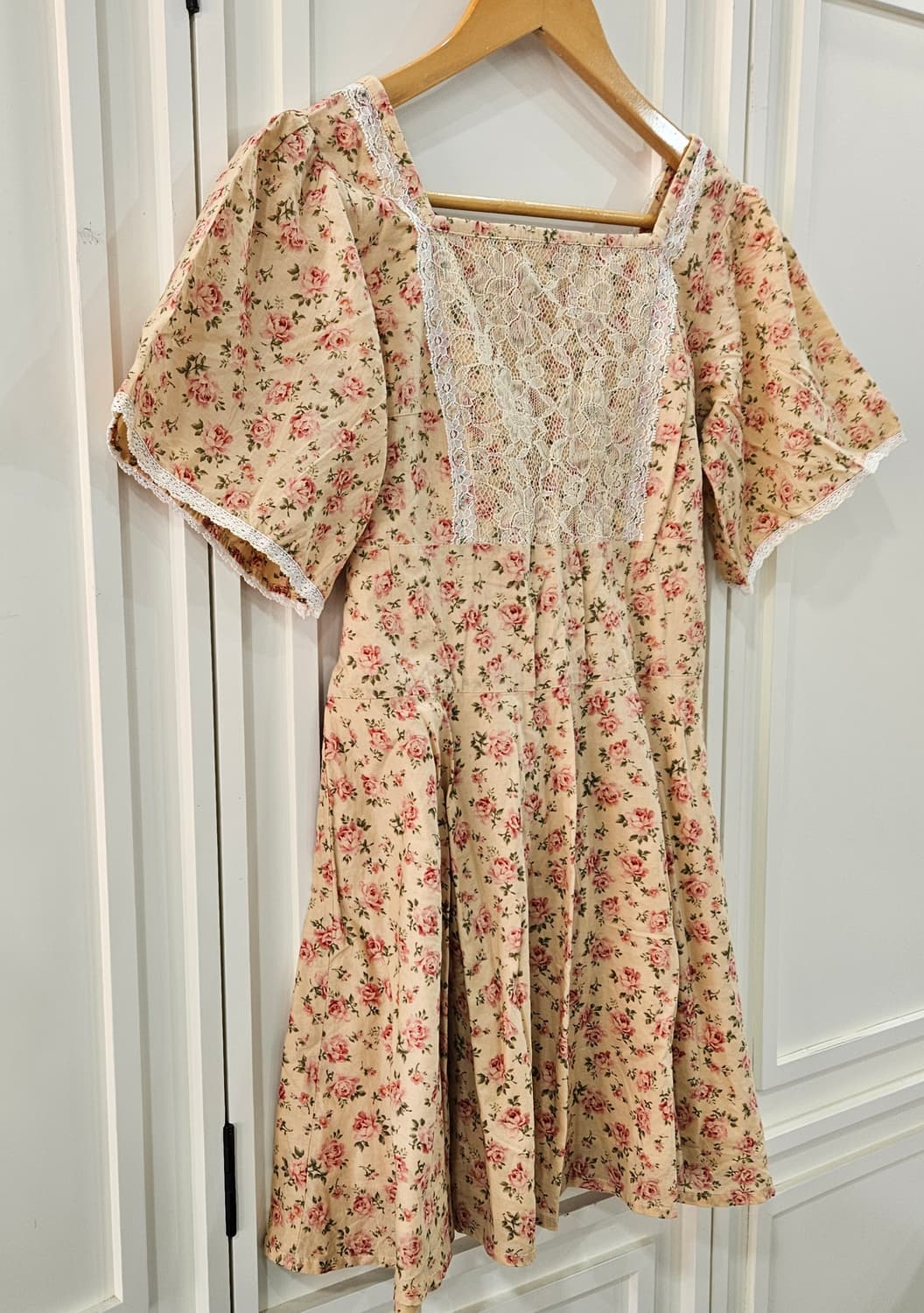 로즈 플라워 레이스 스퀘어넥 원피스 상품이미지2