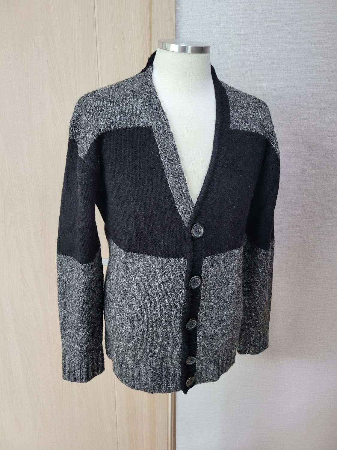 OPT 남자 블럭 가디건 XL 다크그레이 상품이미지1