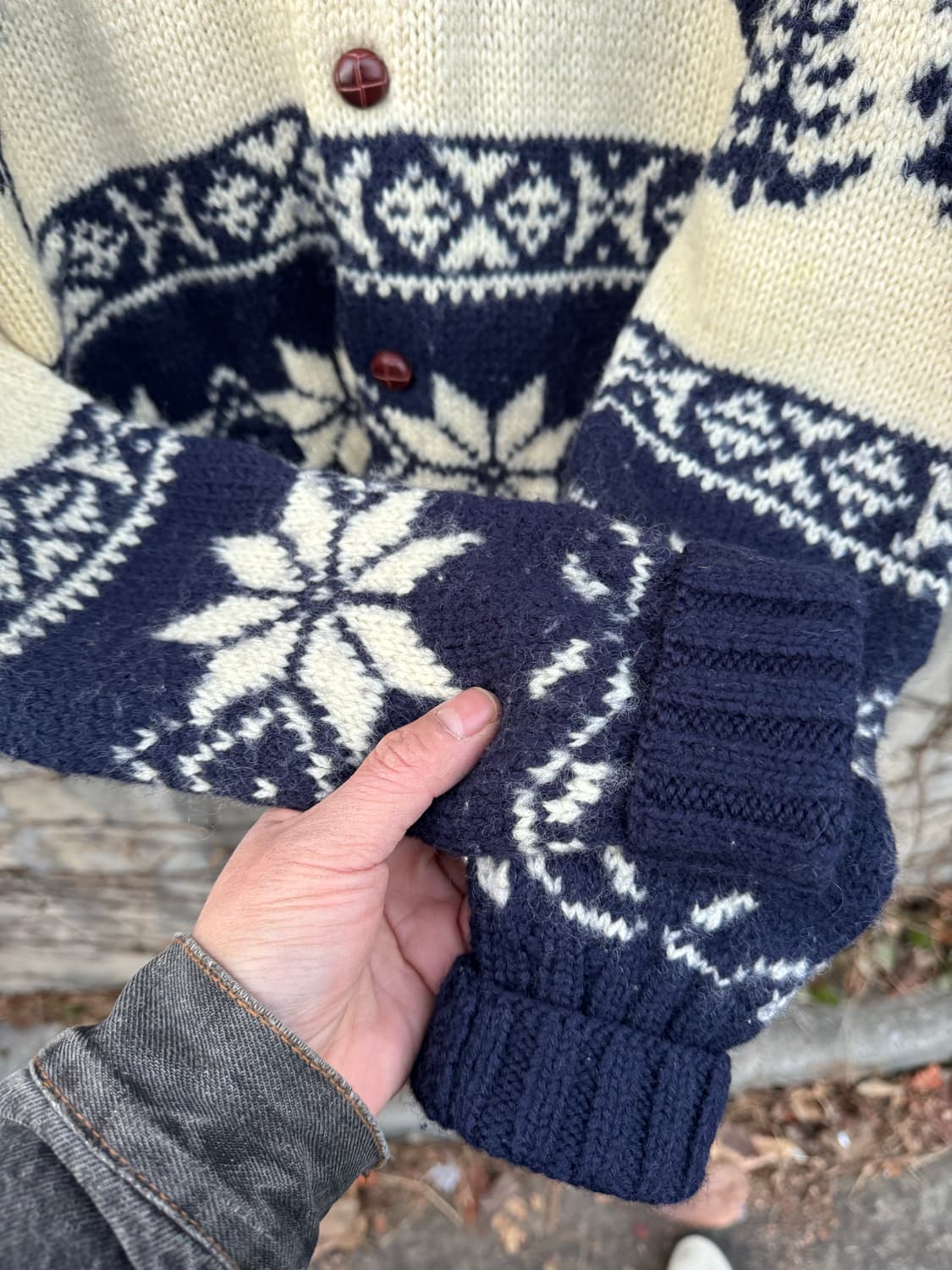 90~00s 폴로 랄프로렌 노르딕 패턴 울 핸드 니트 가디건 s 상품이미지6