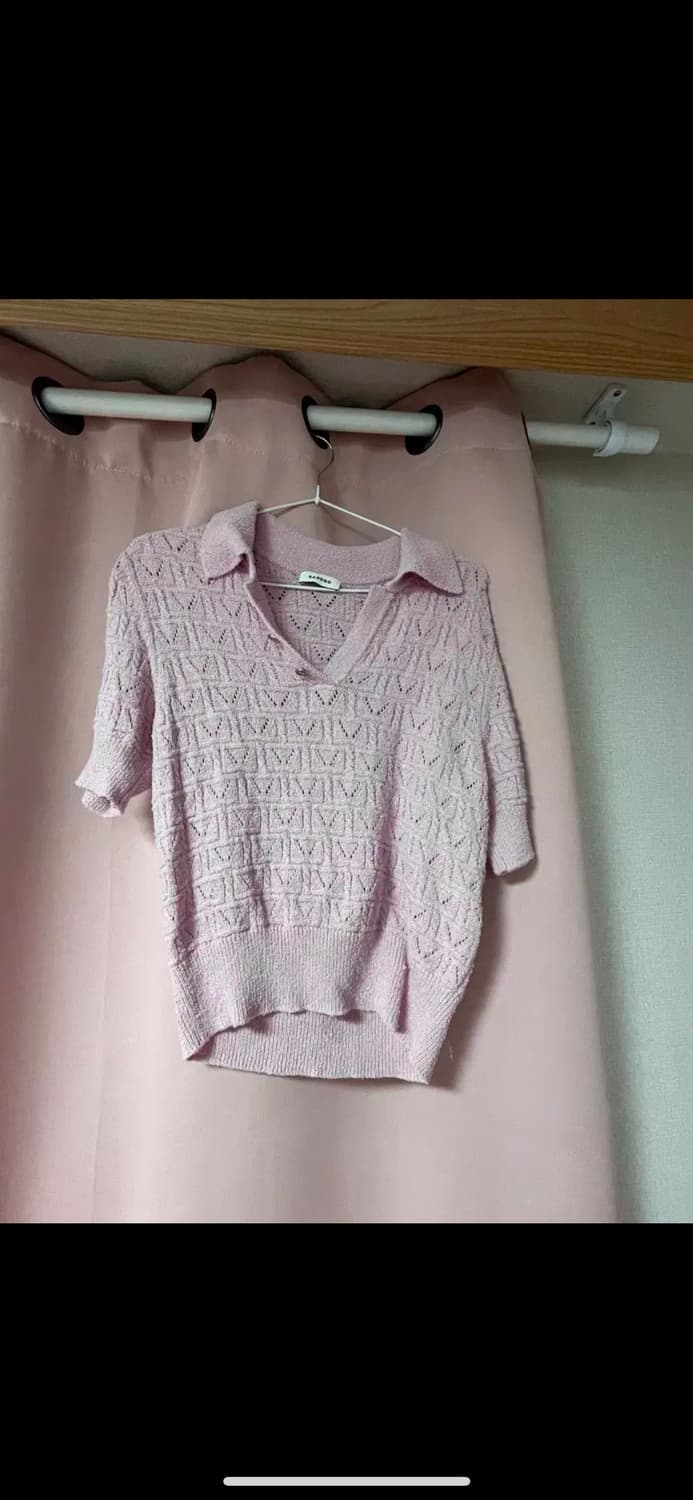 산드로 정품 분홍색 반팔니트 상품이미지2