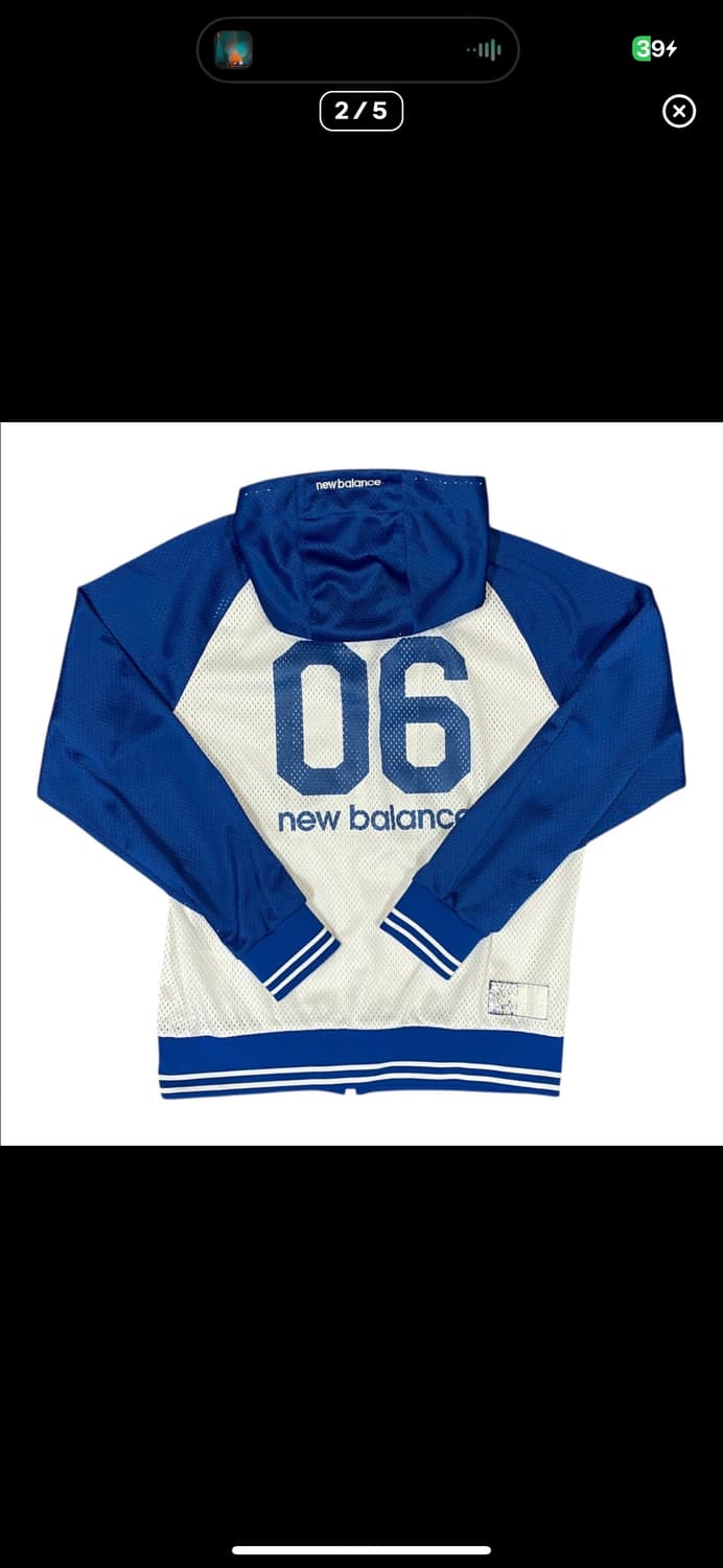 (바배) 뉴발란스 야구 매쉬 흰파 후드 집업 상품이미지2