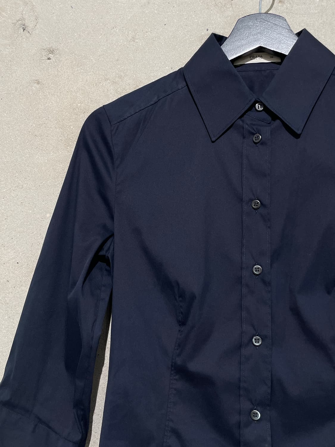 프라다 다크 네이비 3/4 슬리브 코튼 카라 셔츠 상품이미지2