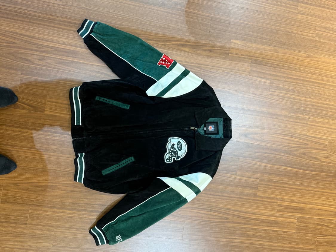 glll어패럴그룹 NFL 올드스쿨 바시티 가죽 래더자켓 뉴욕제츠 상품이미지1