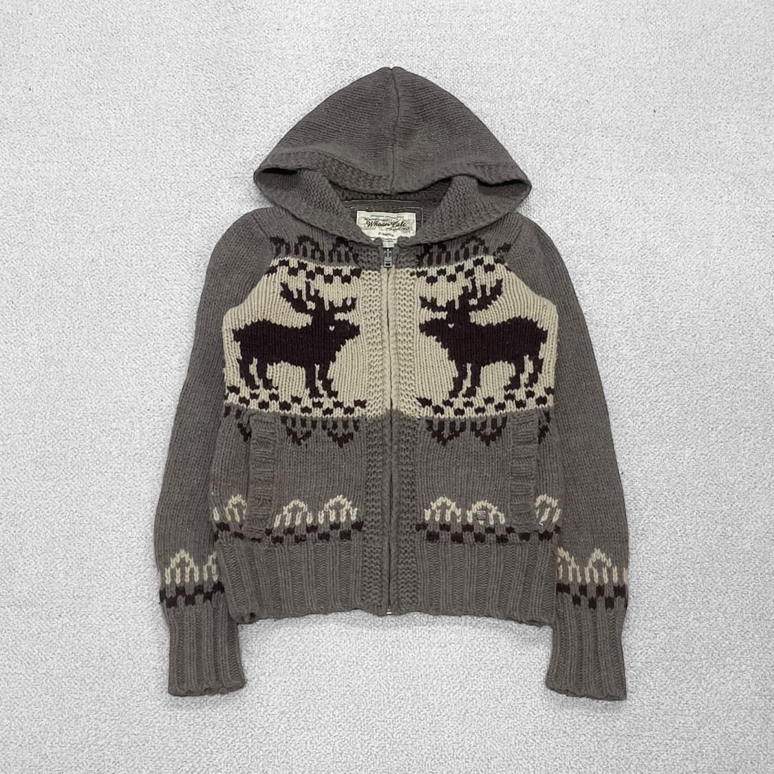 후아유 아메리칸 빈티지 노르딕 코위찬 니트 후드집업 상품이미지2