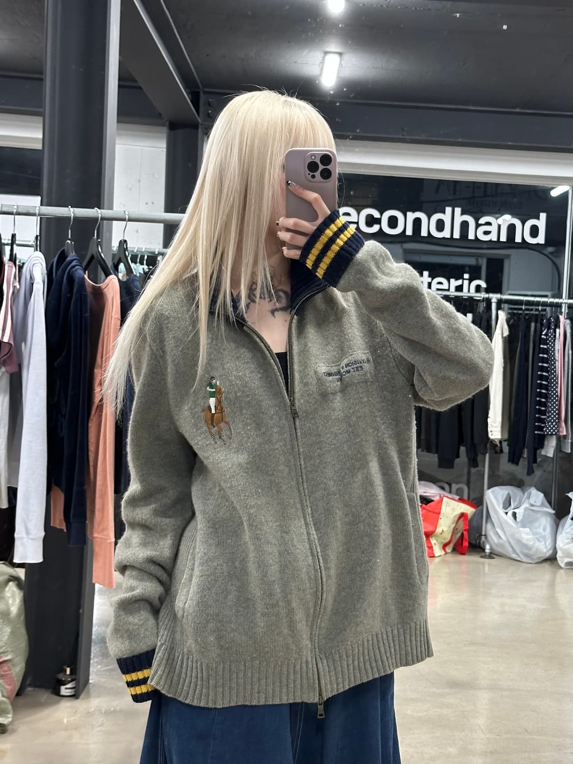 폴로 랄프로렌 빅포니 투웨이 램스울 니트 집업 자켓 상품이미지1