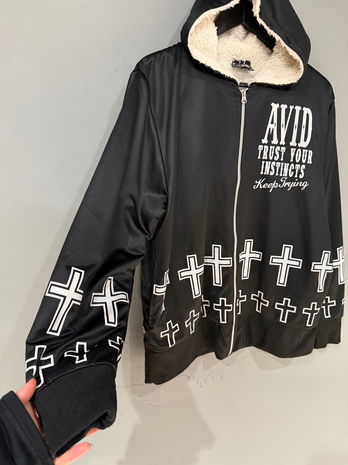 back maria printing cross hood zip-up 상품이미지6