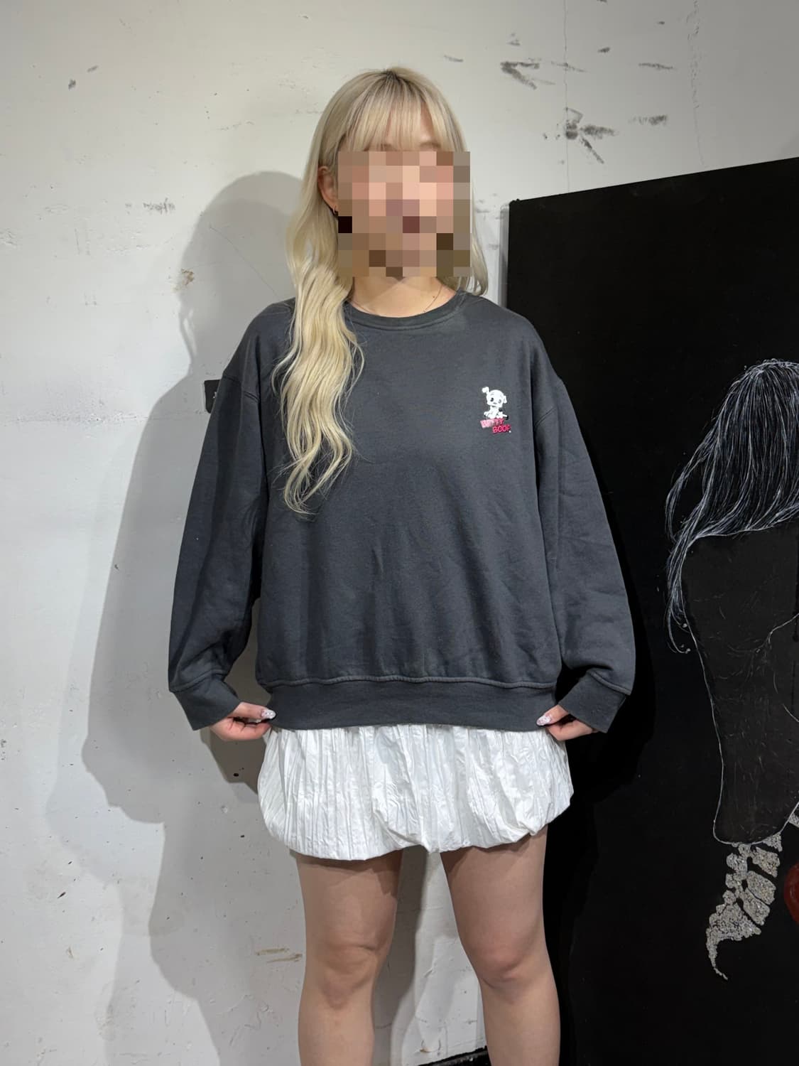 일본빈티지 베티붑 차콜 프린팅 오버핏 맨투맨 상품이미지6