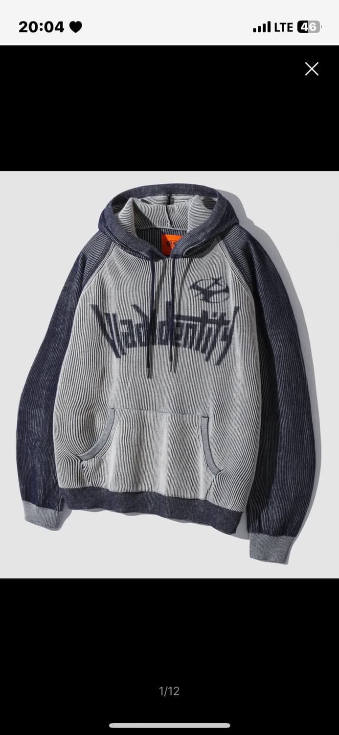 새상품 디미트리블랙 투톤 긴팔 니트 후드티셔츠 XL 상품이미지1