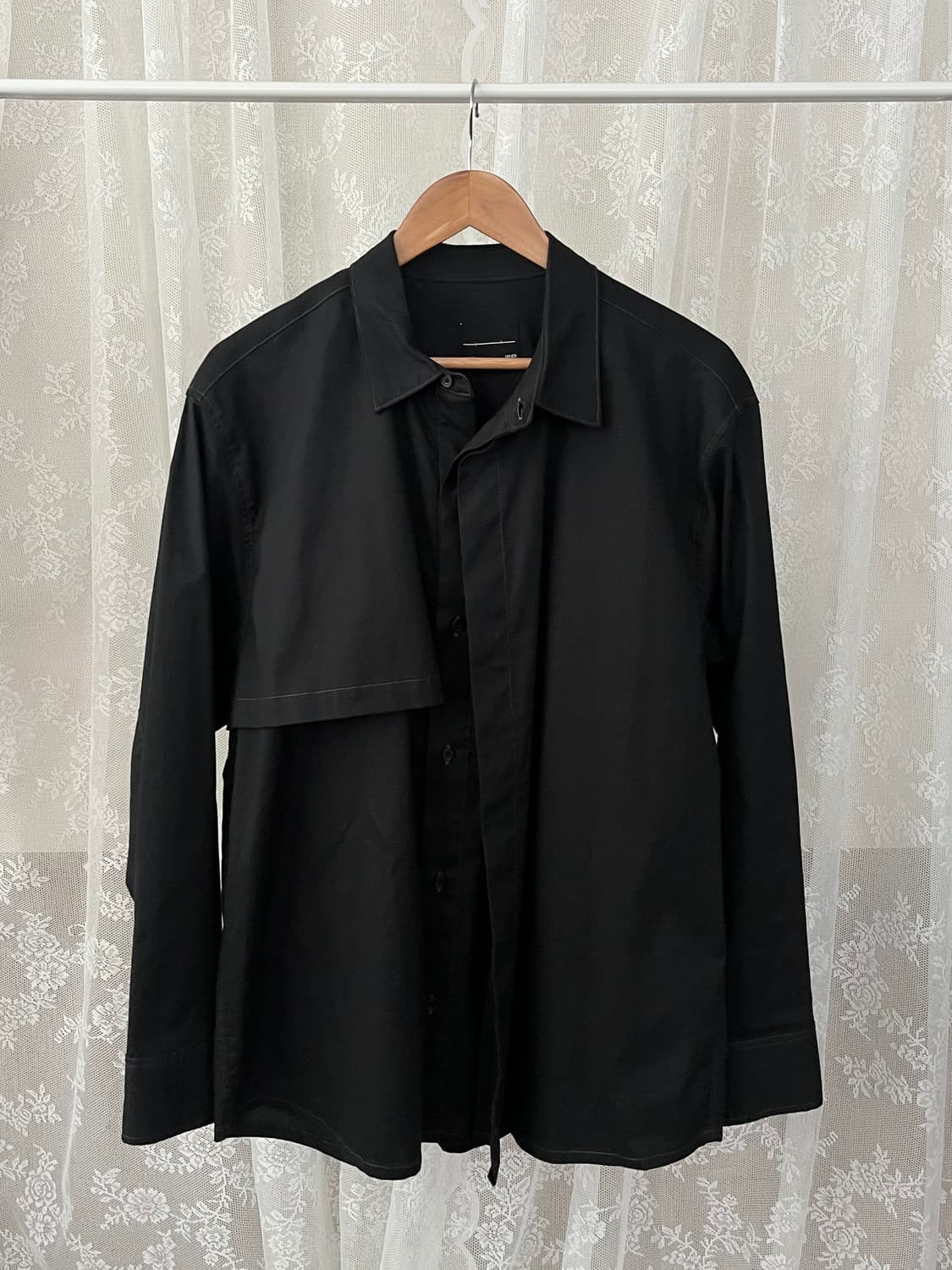 M) 메종미네드 더블 레이어 셔츠 블랙 상품이미지1