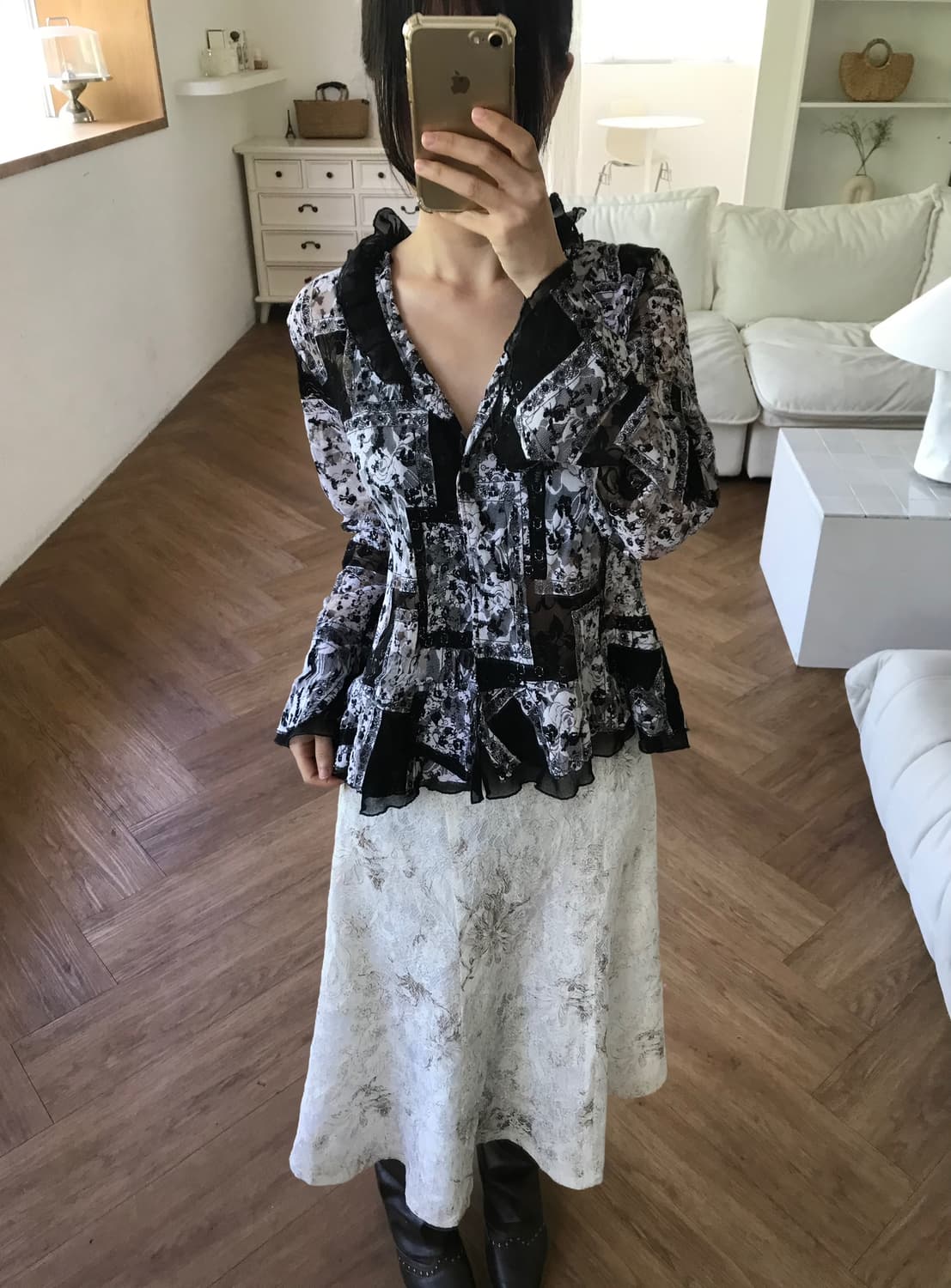 vintage pattern blouse 상품이미지1