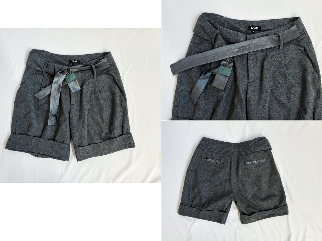 Winter wool belted half roll-up pants 상품이미지2